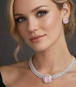 Elegant Silver-Tone Bridal Jewelry | Cushion Cut Statement Set | Gift for Her