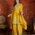 Mustard silk blend embroidered readymade suit set