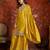 Mustard silk blend embroidered readymade suit set
