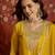 Mustard silk blend embroidered readymade suit set