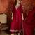 Purple silk blend embroidered readymade suit set
