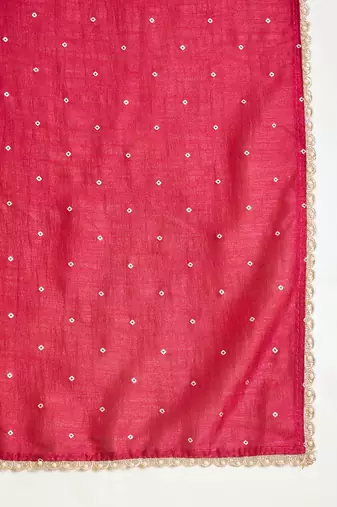 Purple silk blend embroidered readymade suit set