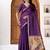 Womens elegant dark purple cotton silk saree with golden zari border and paithani inspired pallu with blouse