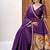 Womens elegant dark purple cotton silk saree with golden zari border and paithani inspired pallu with blouse