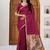 Womens elegant dark rani pink cotton silk saree with golden zari border and paithani inspired pallu with blouse