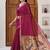 Womens elegant dark rani pink cotton silk saree with golden zari border and paithani inspired pallu with blouse