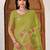 Womens elegant  parrot green cotton silk saree with golden zari border and paithani inspired pallu with blouse