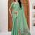 Womens elegant bottol green cotton silk saree with golden zari border and pallu with blouse
