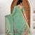 Womens elegant bottol green cotton silk saree with golden zari border and pallu with blouse