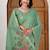 Womens elegant bottol green cotton silk saree with golden zari border and pallu with blouse