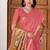 Womens elegant peach pink cotton silk saree with golden zari border and paithani inspired pallu
