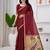 Womens elegant maroon  cotton silk saree with golden zari border and paithani inspired pallu with blouse