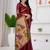 Womens elegant maroon  cotton silk saree with golden zari border and paithani inspired pallu with blouse