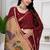 Womens elegant maroon  cotton silk saree with golden zari border and paithani inspired pallu with blouse