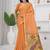 Womens elegant peach orange cotton silk saree with golden zari border and pallu with blouse