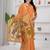Womens elegant peach orange cotton silk saree with golden zari border and pallu with blouse