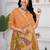 Womens elegant peach orange cotton silk saree with golden zari border and pallu with blouse