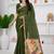 Womens elegant mahendi green cotton silk saree with golden zari border and paithani inspired pallu with blouse