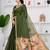 Womens elegant mahendi green cotton silk saree with golden zari border and paithani inspired pallu with blouse