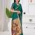 Womens elegant rama green cotton silk saree with golden zari border and paithani inspired pallu with blouse