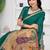 Womens elegant rama green cotton silk saree with golden zari border and paithani inspired pallu with blouse