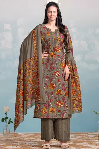 Women Ethnic Motifs Printed Regular Kurta with Trousers & With Dupatta