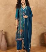 Women Ethnic Motifs Printed Regular Gotta Patti Kurta with Trousers & Dupatta