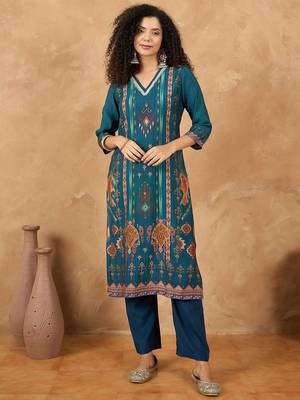 Women Ethnic Motifs Printed Regular Gotta Patti Kurta with Trousers & Dupatta 4