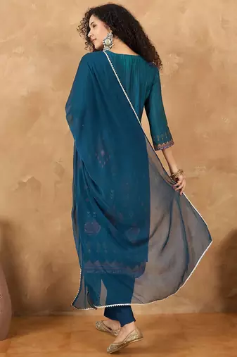 Women Ethnic Motifs Printed Regular Gotta Patti Kurta with Trousers & Dupatta