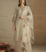 Women Floral Regular Thread Work Kurta with Palazzos & With Dupatta