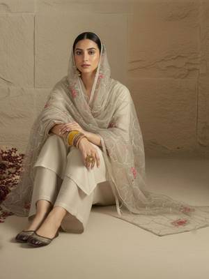 Women Floral Regular Thread Work Kurta with Palazzos & With Dupatta 2