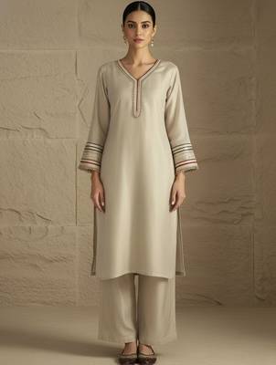 Women Floral Regular Thread Work Kurta with Palazzos & With Dupatta 3