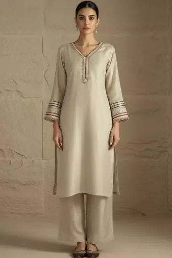 Women Floral Regular Thread Work Kurta with Palazzos & With Dupatta