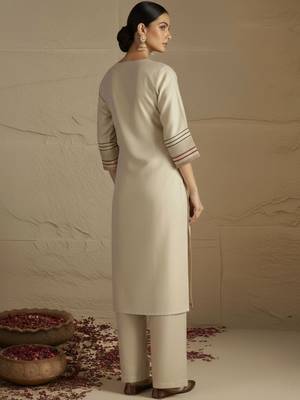 Women Floral Regular Thread Work Kurta with Palazzos & With Dupatta 6