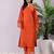 Rust V-Neck Long Flared Sleeves Straight Kurta With Palazzo