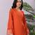 Rust V-Neck Long Flared Sleeves Straight Kurta With Palazzo