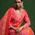 Bandhani Printed V-Neck Thread Work Kurta With Trousers & Dupatta