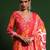 Bandhani Printed V-Neck Thread Work Kurta With Trousers & Dupatta