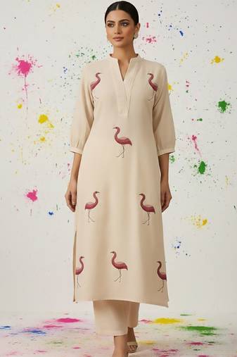 Women Ethnic Motifs Embroidered Regular Thread Work Kurta with Trousers