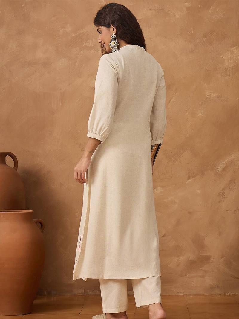 Women Ethnic Motifs Embroidered Regular Thread Work Kurta with Trousers