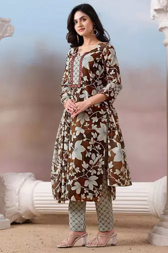 Women Floral Printed Regular Kurta with Trousers & With Dupatta