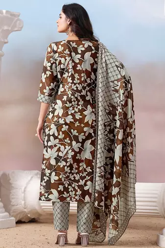 Women Floral Printed Regular Kurta with Trousers & With Dupatta