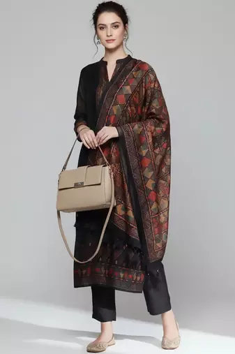 Women Regular Chanderi Silk Kurta with Trousers & With Dupatta
