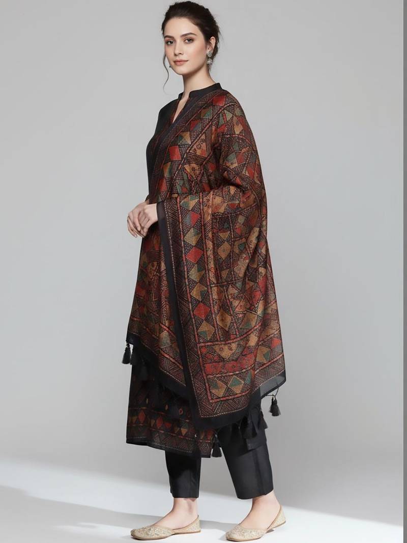 Women Regular Chanderi Silk Kurta with Trousers & With Dupatta