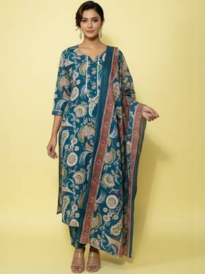Women Ethnic Motifs Printed Regular Kurta with Trousers & With Dupatta 1