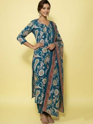 Women Ethnic Motifs Printed Regular Kurta with Trousers & With Dupatta 2