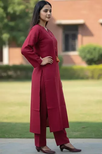 Women Regular Thread Work Kurta with Trousers