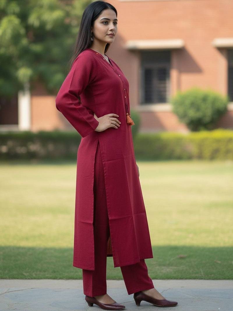 Women Regular Thread Work Kurta with Trousers