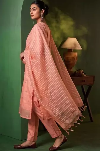 Women Ethnic Motifs Embroidered Regular Thread Work Kurta with Trousers & With Dupatta