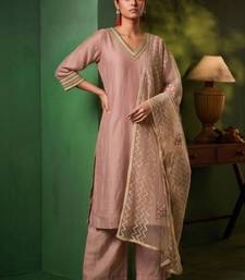 Women Ethnic Motifs Regular Thread Work Kurta with Palazzos & With Dupatta